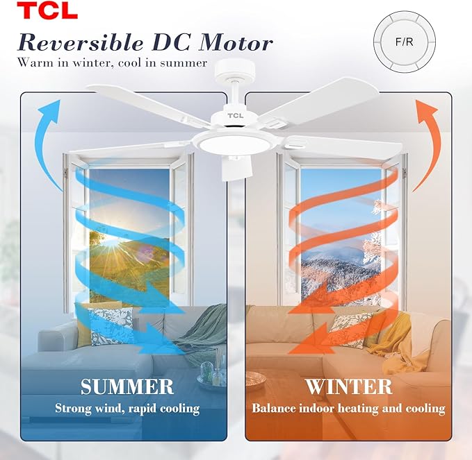 TCL Ceiling Fans with Lights, 52 Inch Ceiling Fan with Light and Remote Control - Image 5