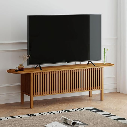 HollyHOME Bamboo TV Stand with Storage by HollyHOME