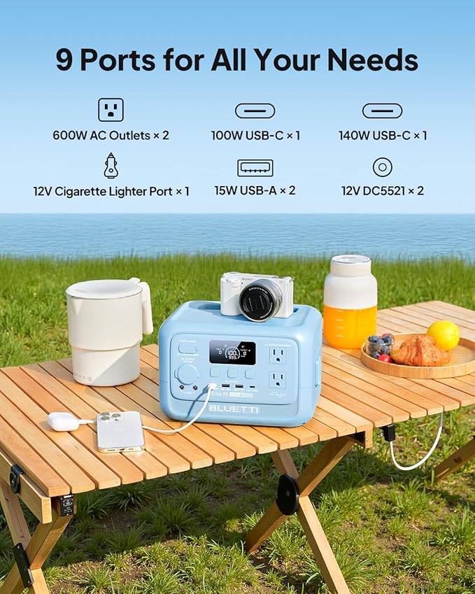 BLUETTI Elite 30 V2 Portable Power Station, 288Wh LiFePO4 Battery - Image 4