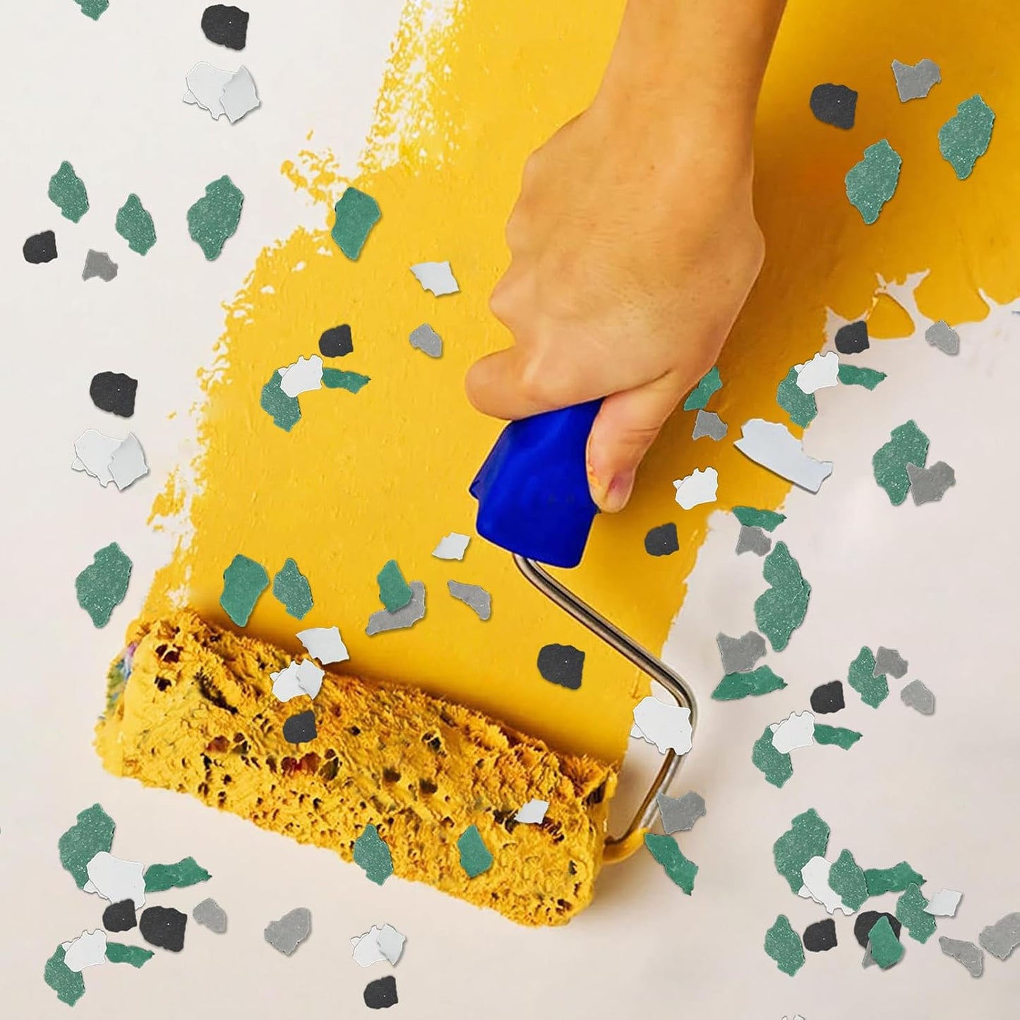 Biaungdo 360G Epoxy Floor Decorative Chips 3-5mm Green Black Gray White | Natural Rock Material, 4 Color Blend Mix, Easy Sprinkle And Coat, For Garage Basement Workshop Floor, Covers Dirt And Traces