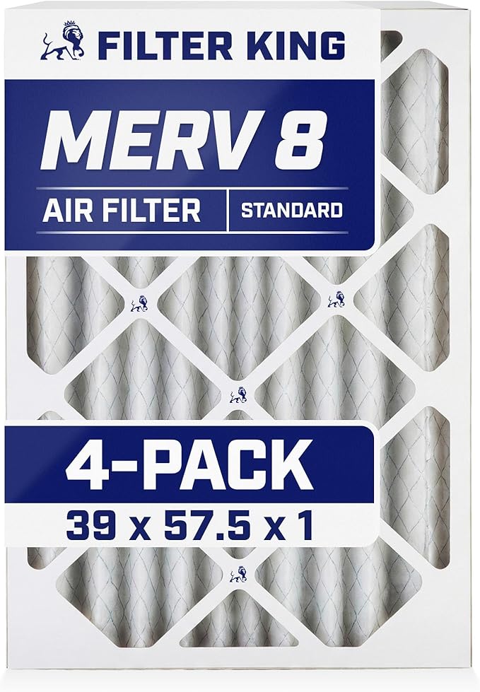 Filter King 39x57.5x1 Air Filter | 4-PACK | MERV 8 HVAC Pleated A/C Furnace by FilterKing