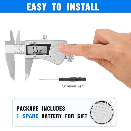 Digital Caliper, Adoric Caliper Measuring Tool 0-6" Stainless Steel Vernier - Image 5