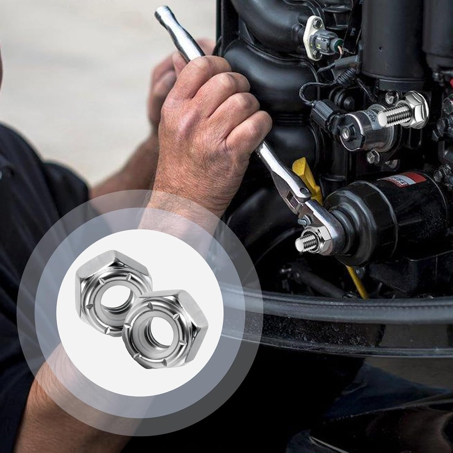 1/4"-20 Lock Nuts, 100-Pack, Premium Carbon Steel | Nylon insert lock nuts. Rust-proof & corrosion-resistant. For furniture, auto, machinery, construction. Storage box included.