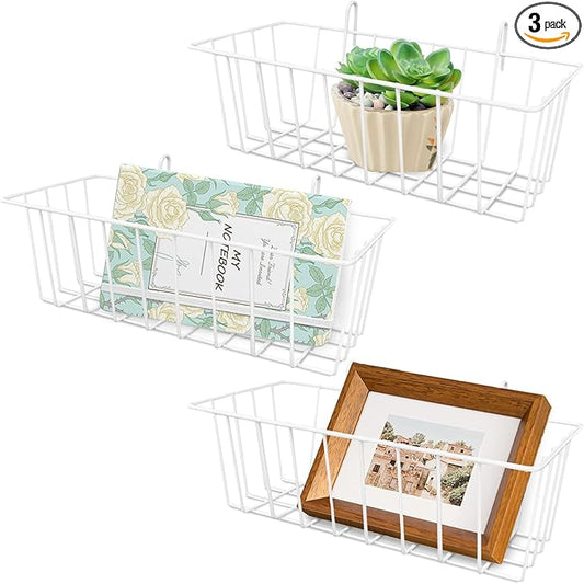 3PCS Wire Baskets, Metal Wire Storage Basket, Wall Hanging Bin and Display by Gddochn