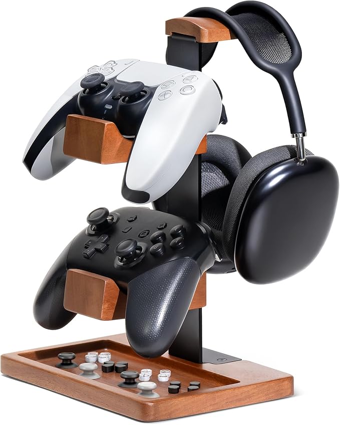 HUMANCOZY Solid Wood Controller Holder and Headphone Stand, Gaming Controller by HUMANCOZY