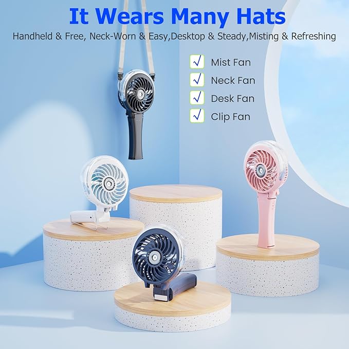 HandFan 2025 Upgraded Portable Misting Fan, Two Button Easy Operation, Handheld - Image 4