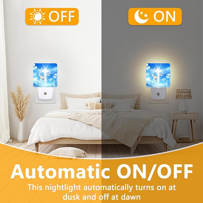 GANTINIR Cross Heaven Night Light, Plug-into Blessed Nightlight White LED Lamp - Image 6