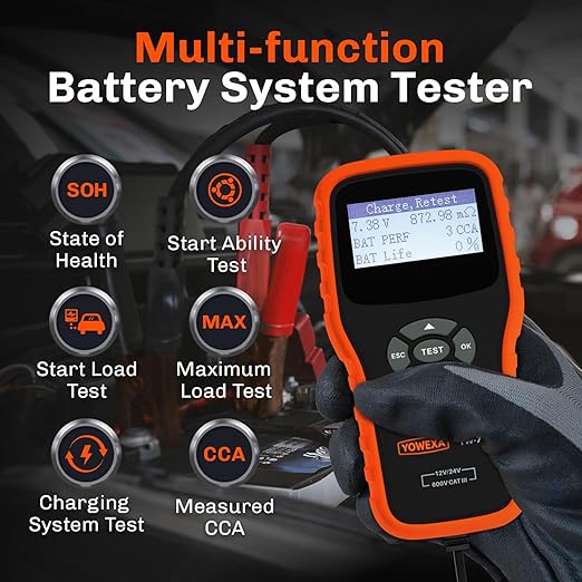 YOWEXA YW-781 Car Battery Tester 12V 24V, Automotive Battery Load Tester and - Image 2
