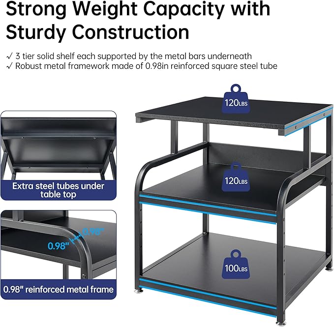 Fannova 25.6" x 23.6" Extra Large Printer Stand Table - Image 3