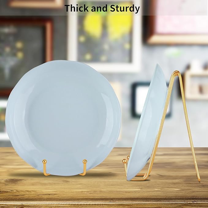 IBosins 5 Pack 8 Inch Plate Holder Display Stands, Large Metal Gold Frame Stand - Image 5