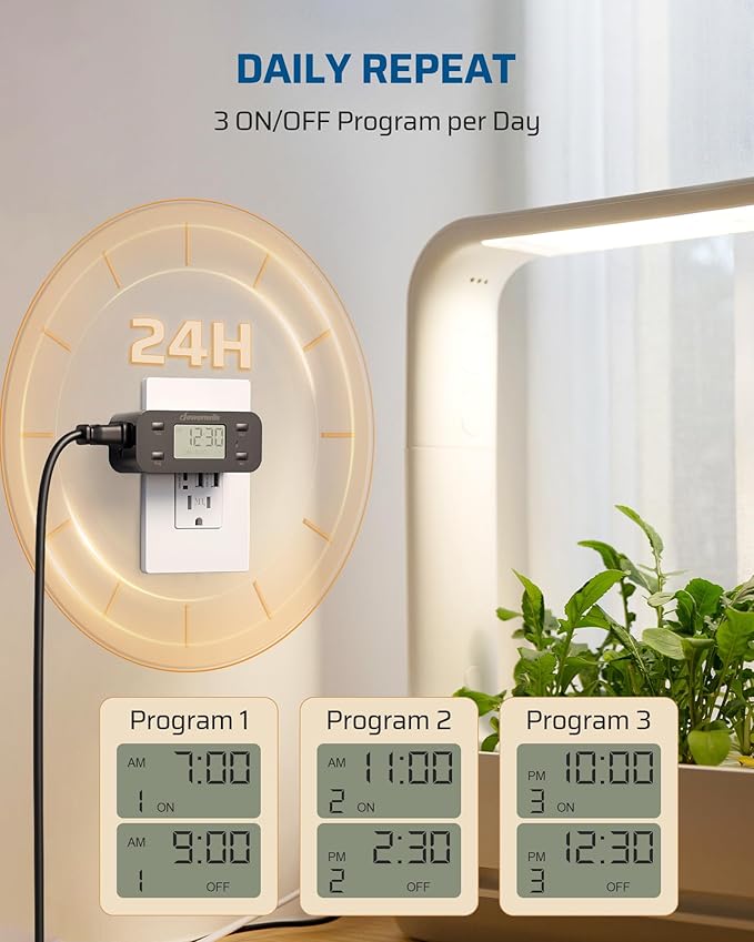DEWENWILS 24 Hour Programmable Digital Timer Outlet - Image 2