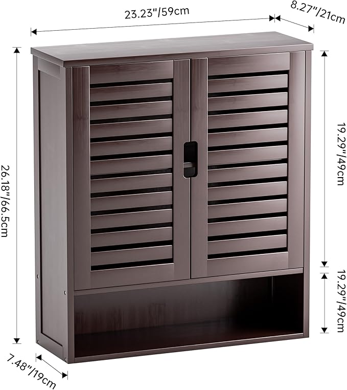 SMIBUY Bathroom Cabinet Wall Mounted, Bamboo Over-The-Toilet Storage Organizer - Image 3