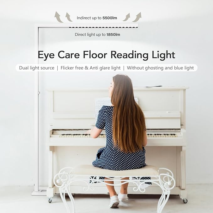 STERREN 77" LED Floor Lamp for Office, 7350LM Dimmable Eye-Care Standing Piano - Image 2