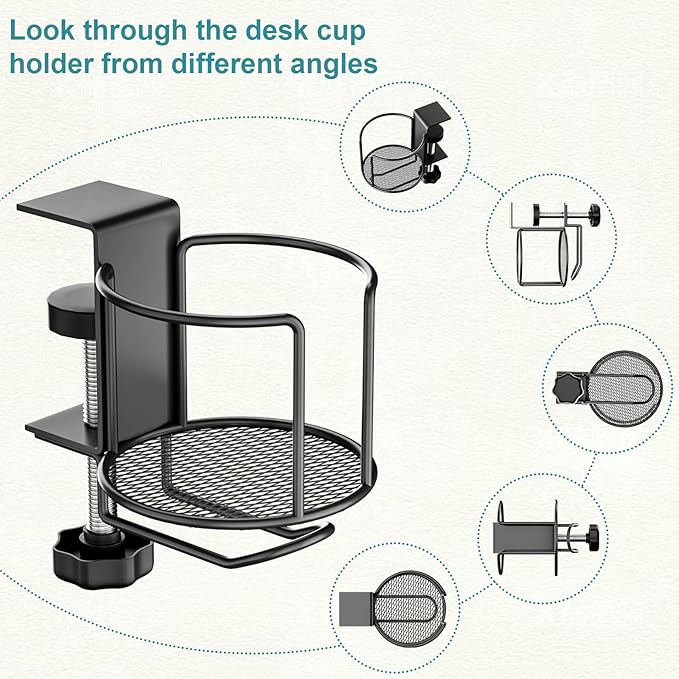 ZMHH 2-in-1 Desk Cup Holder, Anti-Spill Table Water Bottle Holder, Clamp On - Image 5