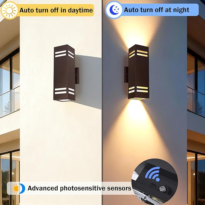 iYogaled Dusk to Dawn Outdoor Wall Light, Porch Lights Wall Mount 2 Pack - Image 2