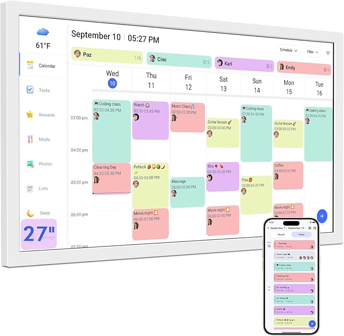 27 Inch Smart Digital Calendar Max, Wall Mountable Electronic Family Planner by Herncptar