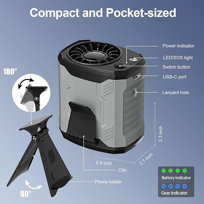 FlarePoint Portable 4-in-1 Waist/Neck/Desk Fan - Image 7