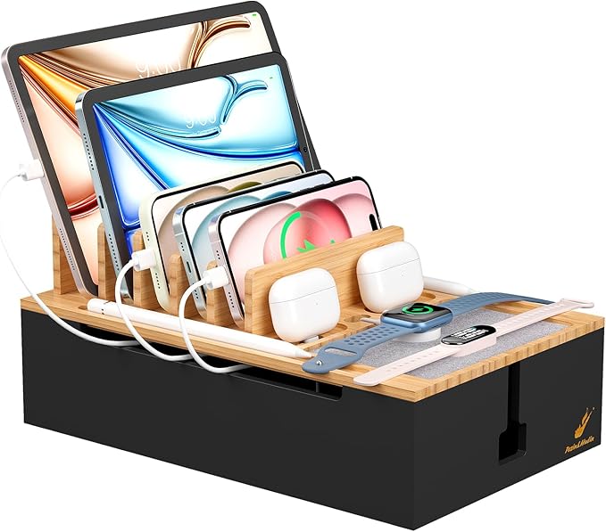 Pezin & Hulin Bamboo Charging Station, Electronic Devices Organizer by PezinHulin