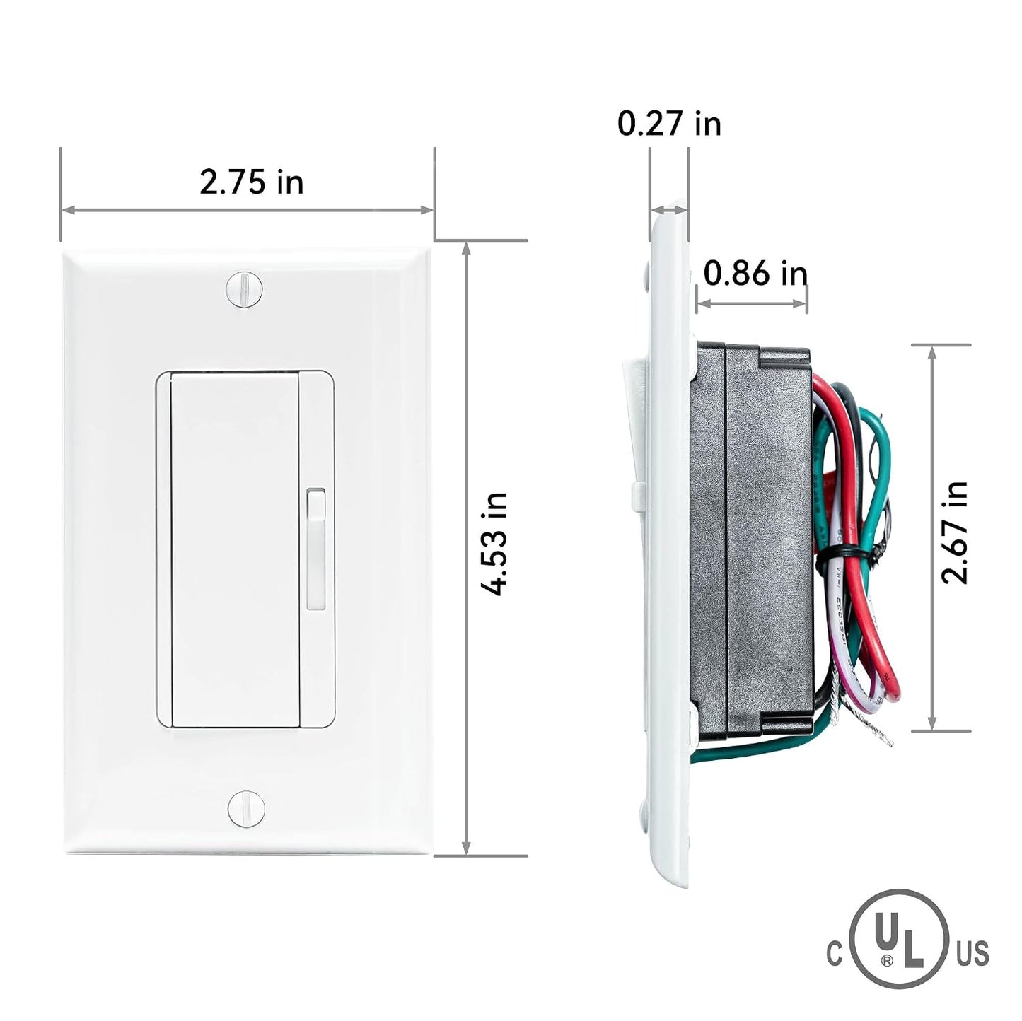 6 Pack LED Dimmer Light Switch Single Pole or 3 Way Dimmable Light Switch Compatible with LED CFL Halogen and Incandescent Bulbs with Adjustable Minimum Brightness UL Listed White