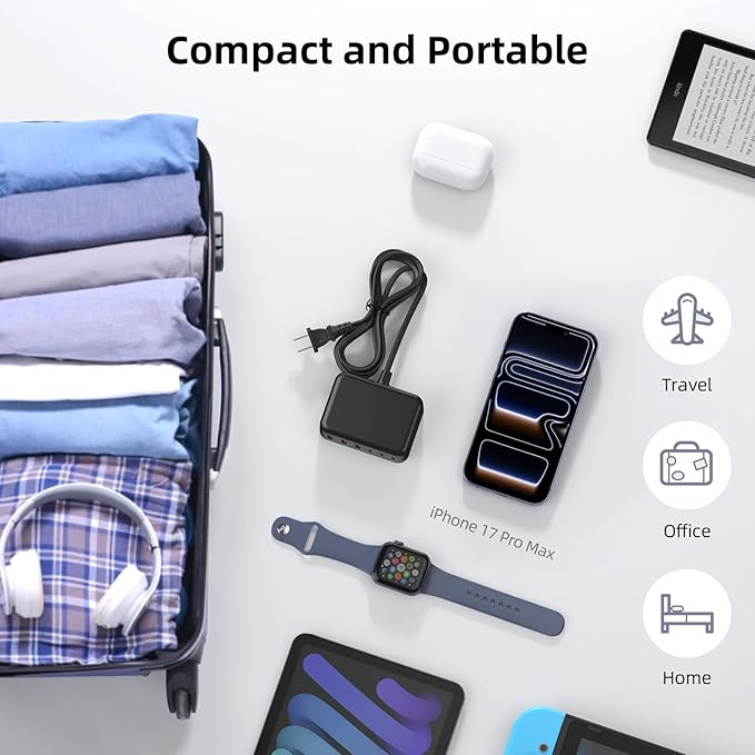 USB C Charger Block, 100W GaN 6 Port PD USB C QC USB A Wall Charger Adapter - Image 4