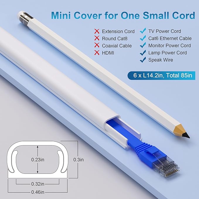 ZhiYo 85in Cord Covers for Wires on Wall, 1 Mini Cord Hider Wall, Self-Adhesive - Image 2