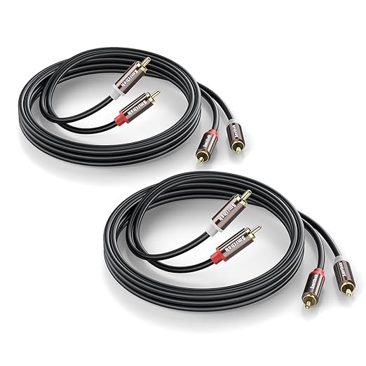 Smithok RCA Cables 2 Pack, 2-Male to 2-Male RCA Audio Stereo Subwoofer Cable by Smithok
