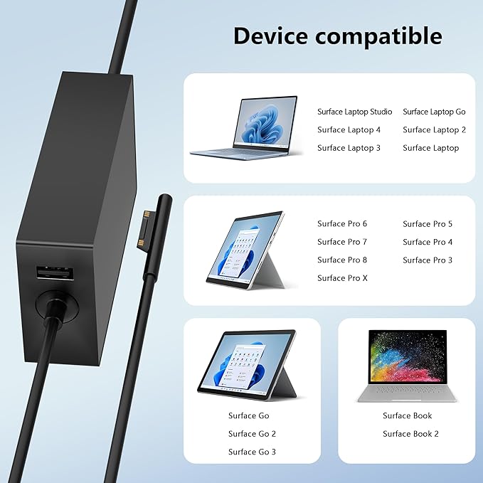 COWOOGMZ Surface Pro Charger-65W Surface Charger Compatible - Image 6