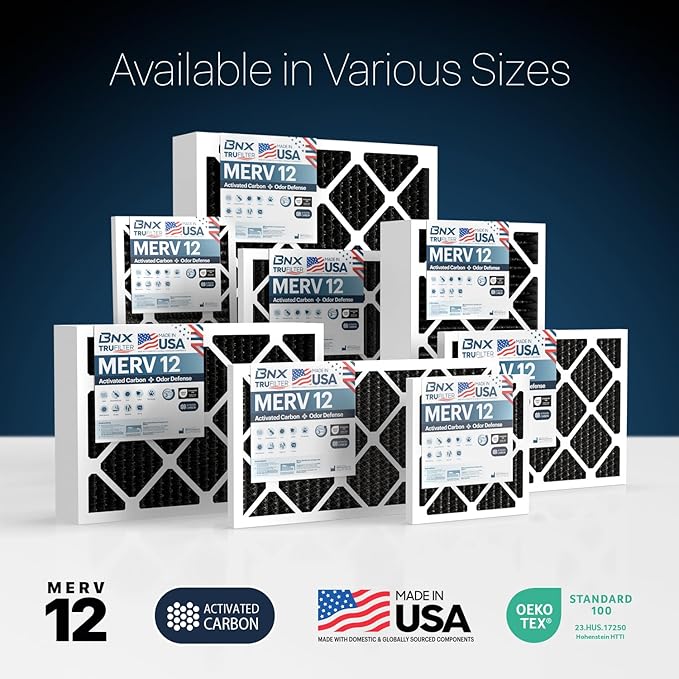 BNX TruFilter 14x14x1 MERV 12 Odor Defense AC Furnace Air Filter - Image 9