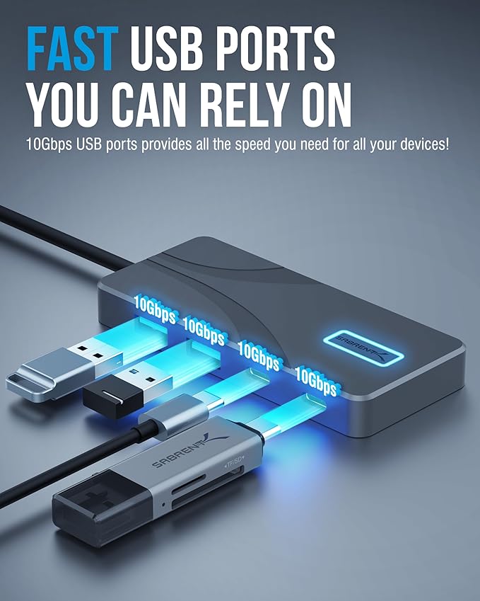 SABRENT USB C Hub 5-in-1 Docking Station, 10Gbps USB-A & USB-C Ports, 4K HDMI - Image 5
