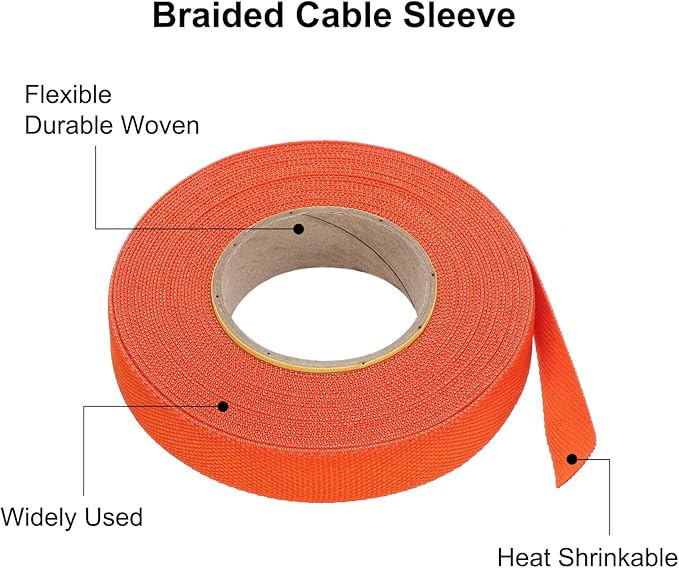 MECCANIXITY Braided Cable Sleeves Heat Shrinkable Fabric Sleeving, 1/2" 33ft - Image 4
