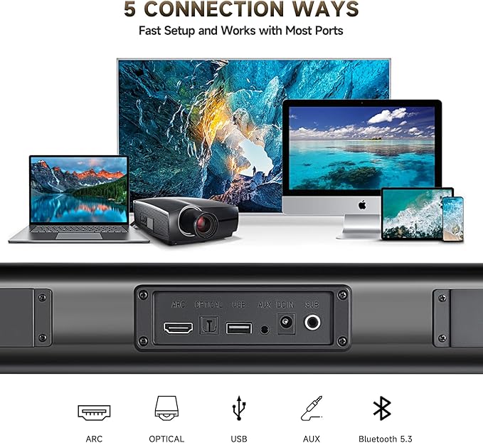Fansbe Direct Sound Bar Speakers Bluetooth Wireless, TV Speakers Sound Bar - Image 2