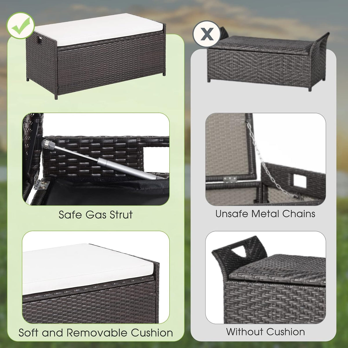 tangkula 34 gallon outdoor storage bench with seat, view 9