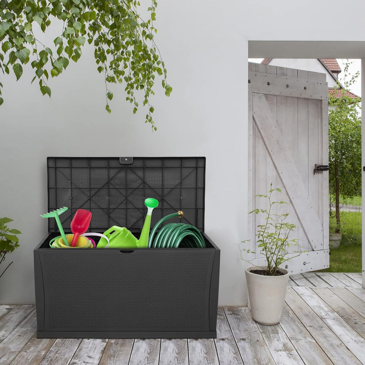 vingli upgraded 120 gallon outdoor storage box, lockable on a desk or shelf