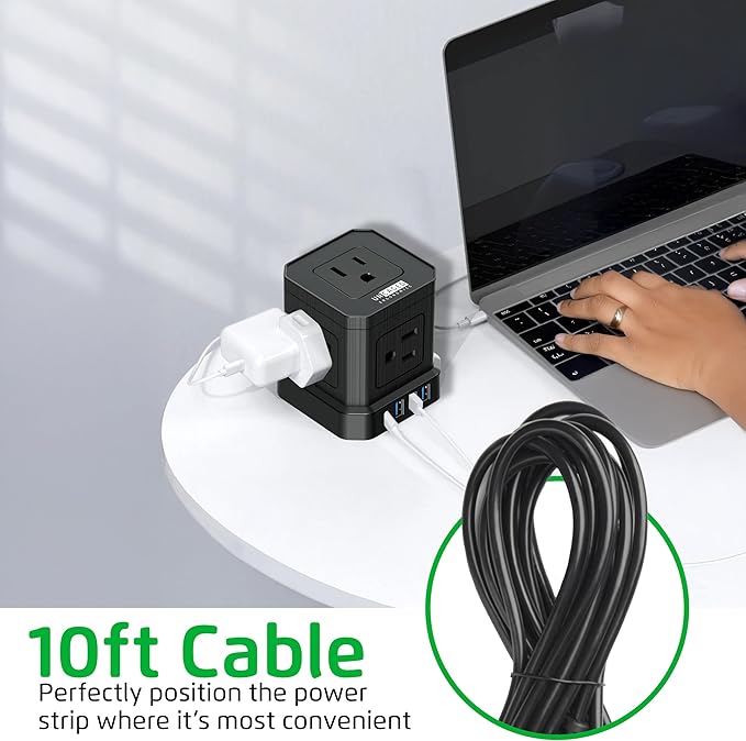 Cube Power Strips with Surge Protection, 10ft Extension Cord with Multiple - Image 7