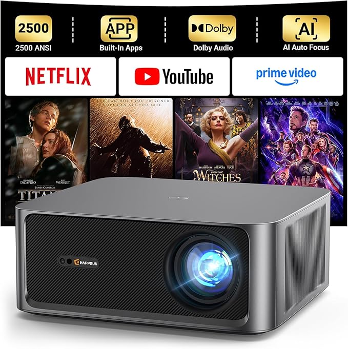 HAPPRUN 2500 ANSI Lumens Outdoor Projector by HAPPRUN