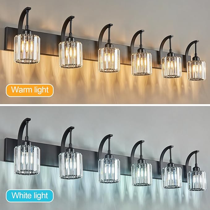 FDPBY 6-Light Crystal Vanity Light, 51.18" Long Over Mirror Lighting - Image 3