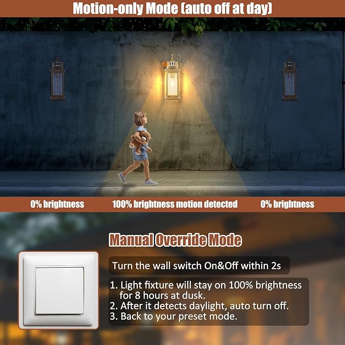 Roravilila 2-Pack Gold Dusk to Dawn Motion Sensor Lights 18 Inch, Large Outdoor - Image 3