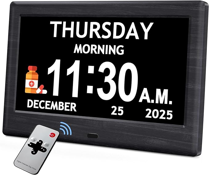7'' Dementia Clock For Seniors, Large Display Digital Clock by Flyruit