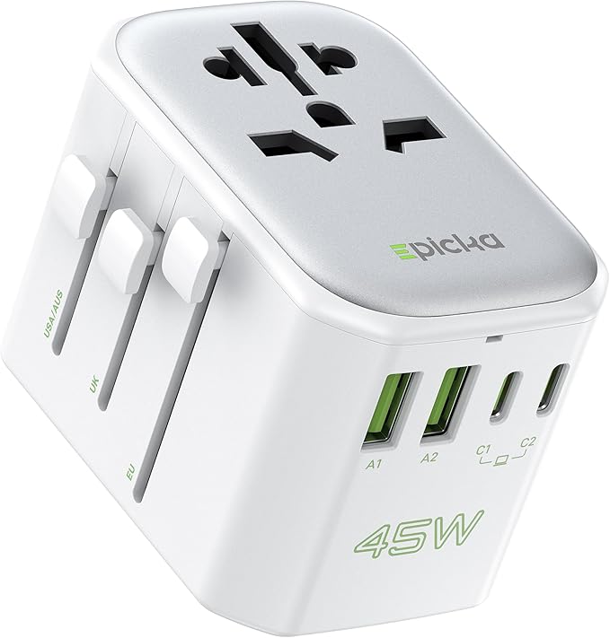 EPICKA Pulse 45W European Travel Plug Adapter, Universal Power Adapter by EPICKA