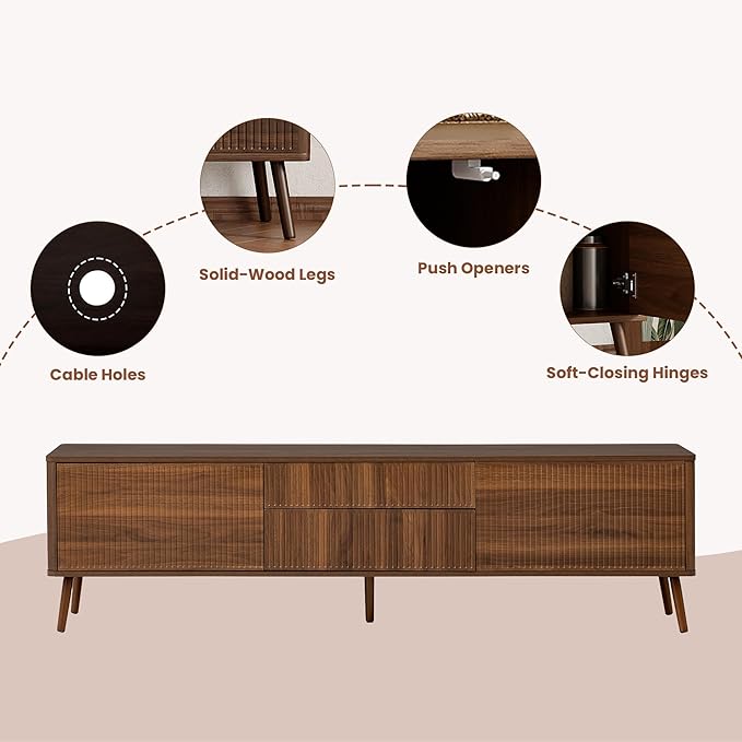 Merax Mid Century 70" TV Stand, Modern Entertainment Center - Image 4