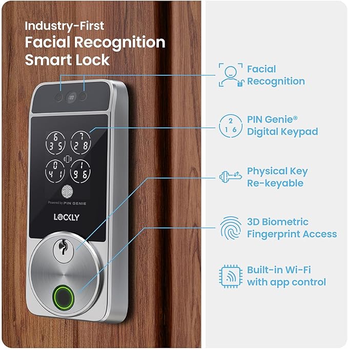Lockly Visage Zeno Series Smart Lock, Facial Recognition & Fingerprint Keyless - Image 2