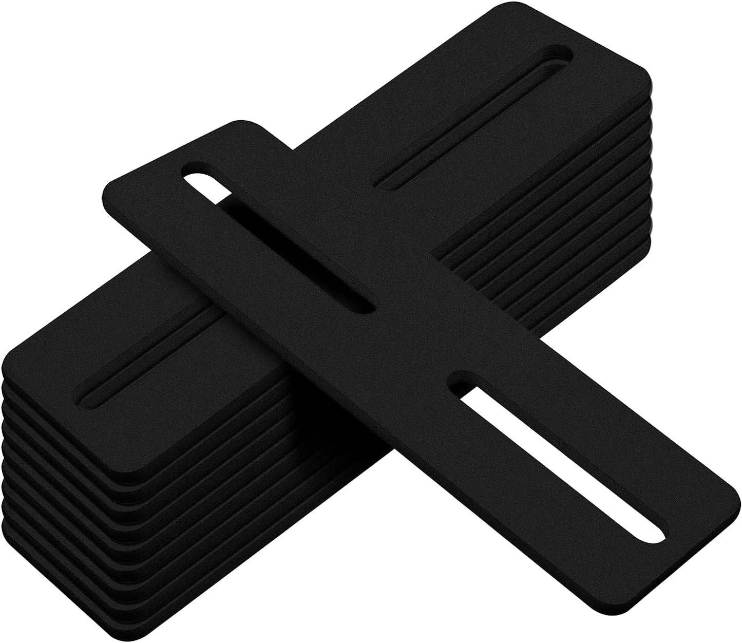 10 PCS Black Slotted Mending Plate, Flat Metal Bracket, 5" x 1-5/8" | Slots for 1/4" Fastener