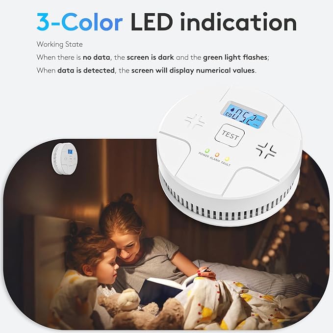 2 in 1, Combination Smoke and Carbon Monoxide Alarm, Detect CO, 85 dB Alert - Image 5