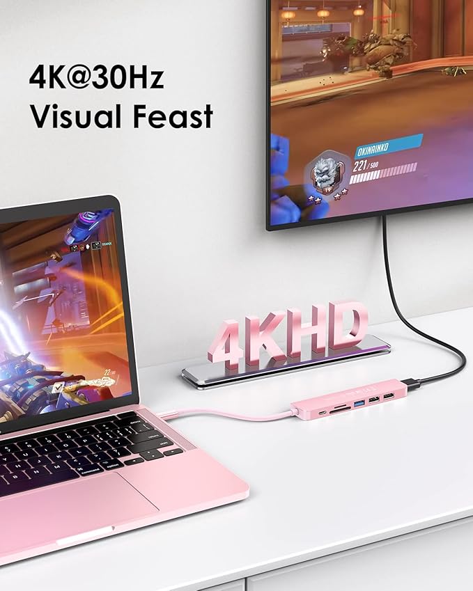 LENTION USB C Hub with 100W Charging, 4K HDMI, Dual Card Reader, USB 3.0 & 2.0 - Image 2
