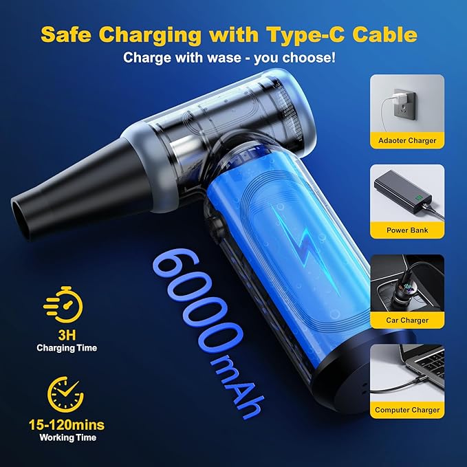 Metal Electric Compressed Air Duster, 300000RPM Brushless Motor - Image 5