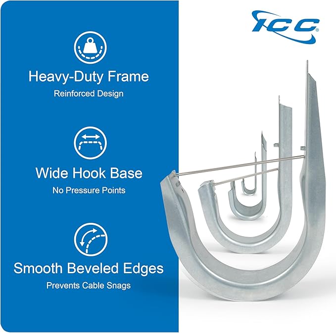 ICC 1-5/16"-Inch Wall Mount J-Hook – 25-Pack, Cable Support Hooks Without - Image 7