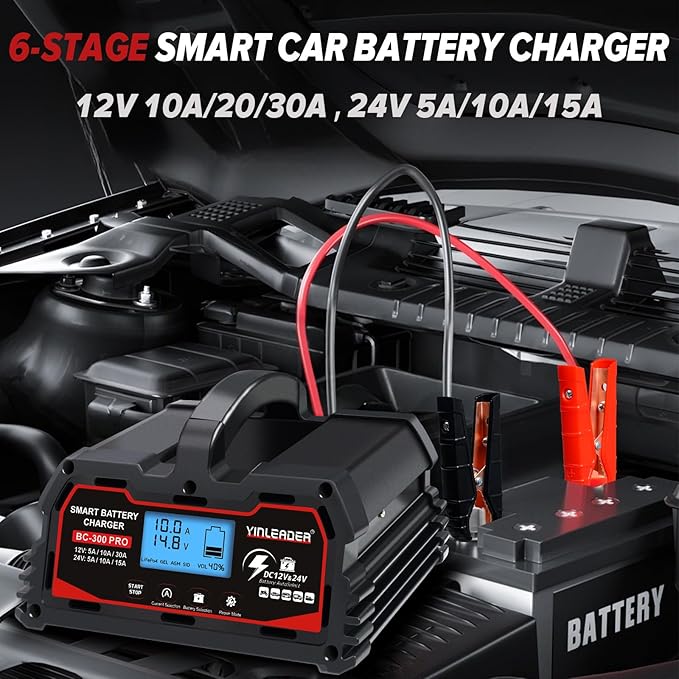 Battery Charger 30A, 12V/24V Lead Acid Smart Battery Charger, 12V LiFePO4 Car - Image 3
