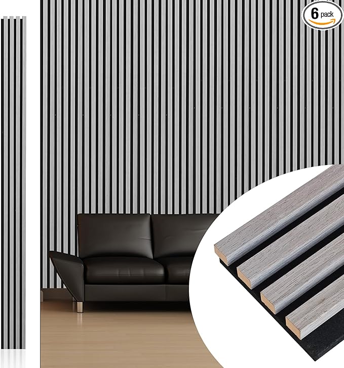 NeatiEase Wood Wall Panels, 9 Feet Acoustic Slat Wall Panels by NeatiEase