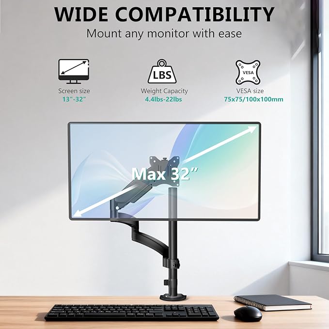 WALI Single Long Monitor Arm - Image 3