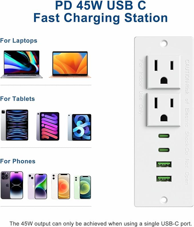 Recessed Power Strip Socket, Furniture Flush Mount Charging Station, Desk Power - Image 4
